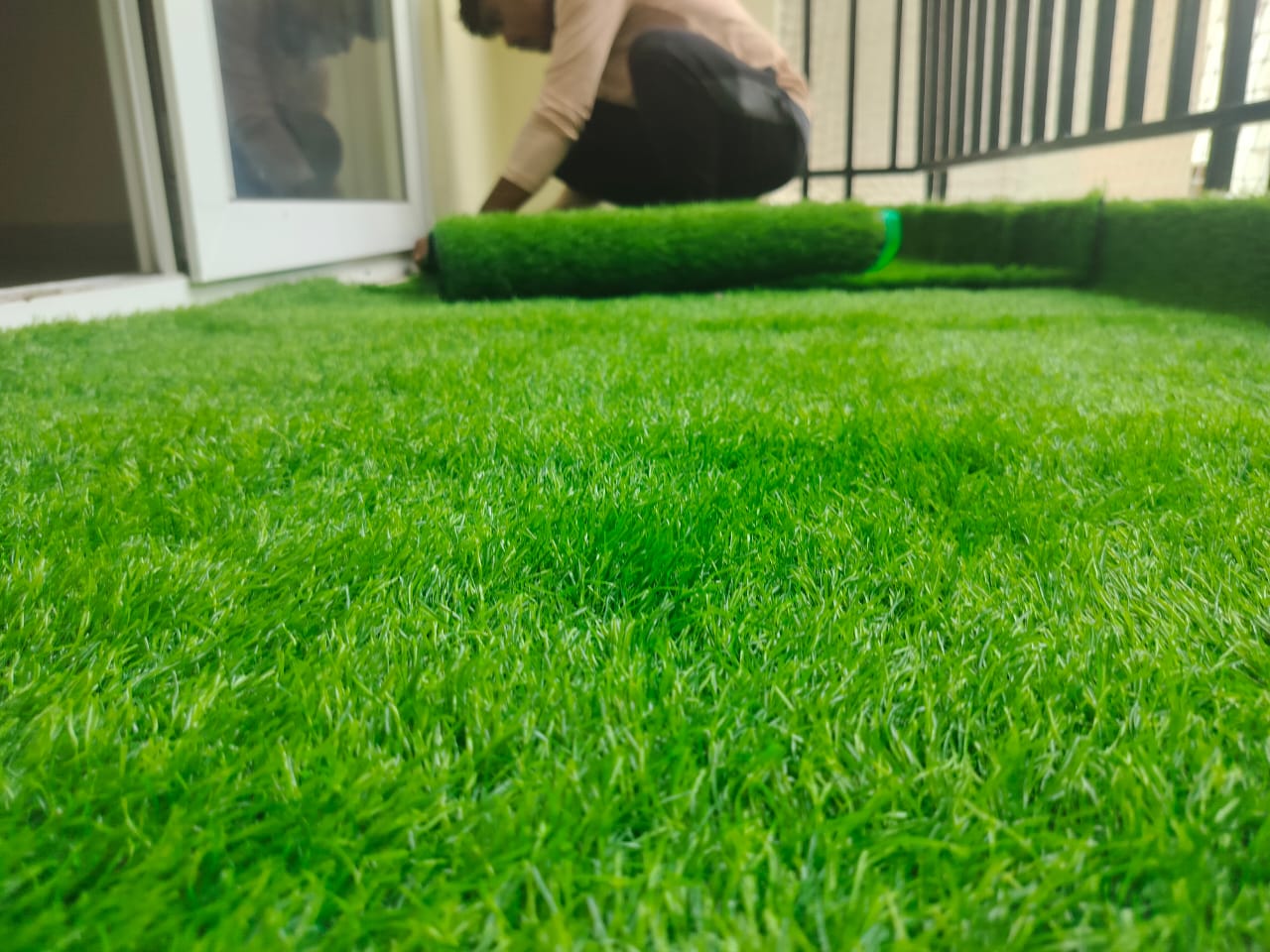 Artificial Green Grass Mats in RTC cross road 